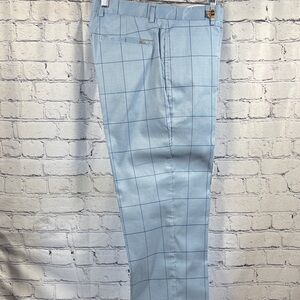 Greg Norman Collection Blue Plaid Golf Pants Size 32X34